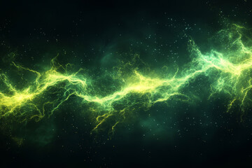a green electric lightening stroke on dark background