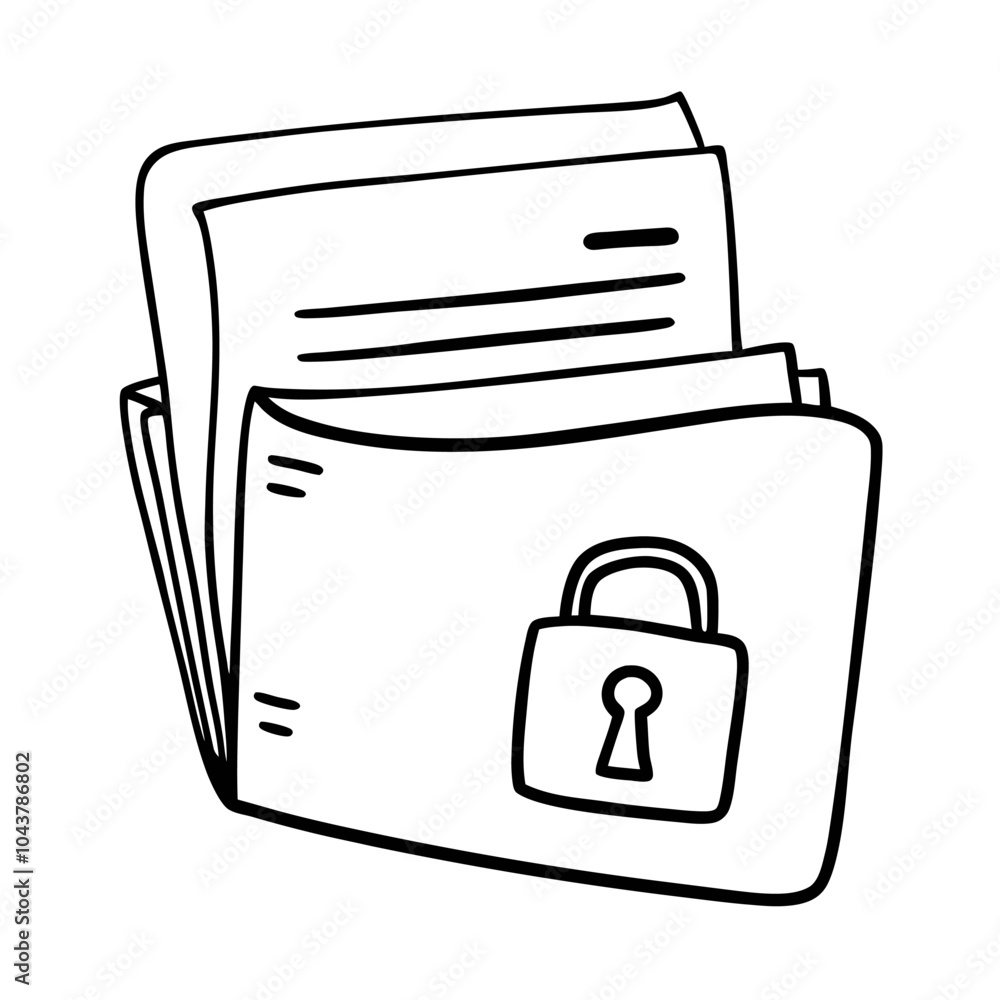 Poster secure document folder with lock symbol vector illustration for privacy and protection
