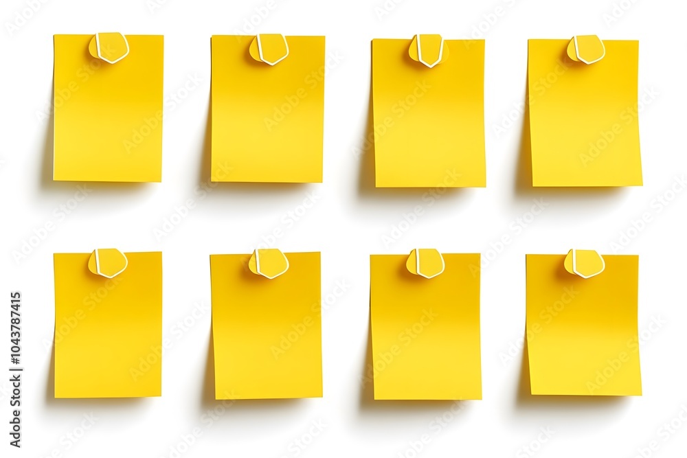 Poster vibrant yellow sticky notes arranged in a neat grid for creative brainstorming and idea organization