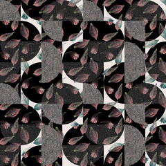 Black-white geometric textured seamless pattern