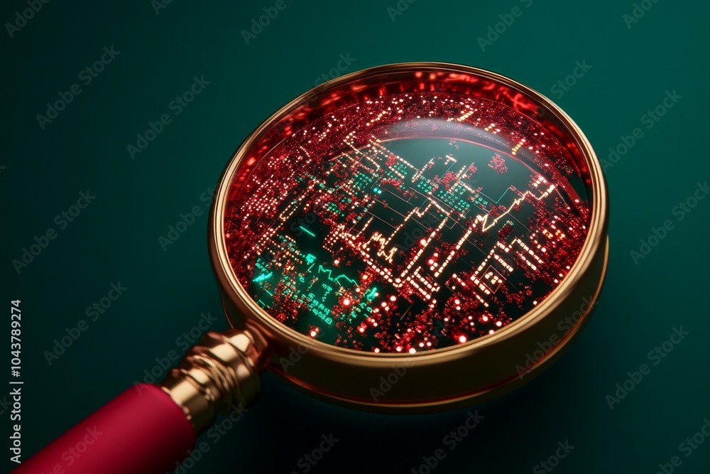Poster Minimalist depiction of a magnifying glass and data charts, symbolizing empirical study and analysis through observation