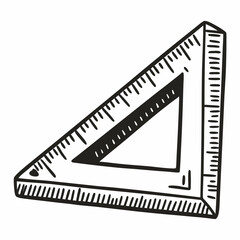 Obraz premium Hand Drawn Triangle Ruler Icon for Geometry and Design Projects