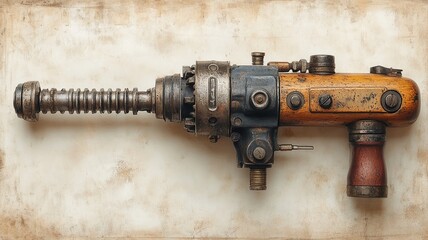 Steampunk inspired retro futuristic ray gun