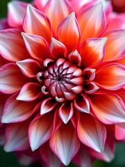 Obraz premium CloseUp Macro Photography of a Pink and White Dahlia Flower. Generative AI
