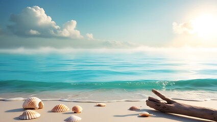 Tranquil sea coast wallpaper featuring clear skies and soothing waters