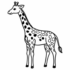 Fototapeta premium Charming Cartoon Giraffe Illustration in Black and White