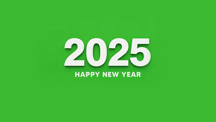 New year 2025 on green screen
