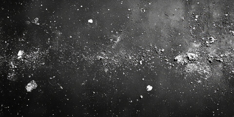 Obraz premium Close-up of a cracked asphalt surface showcasing scattered debris and dust