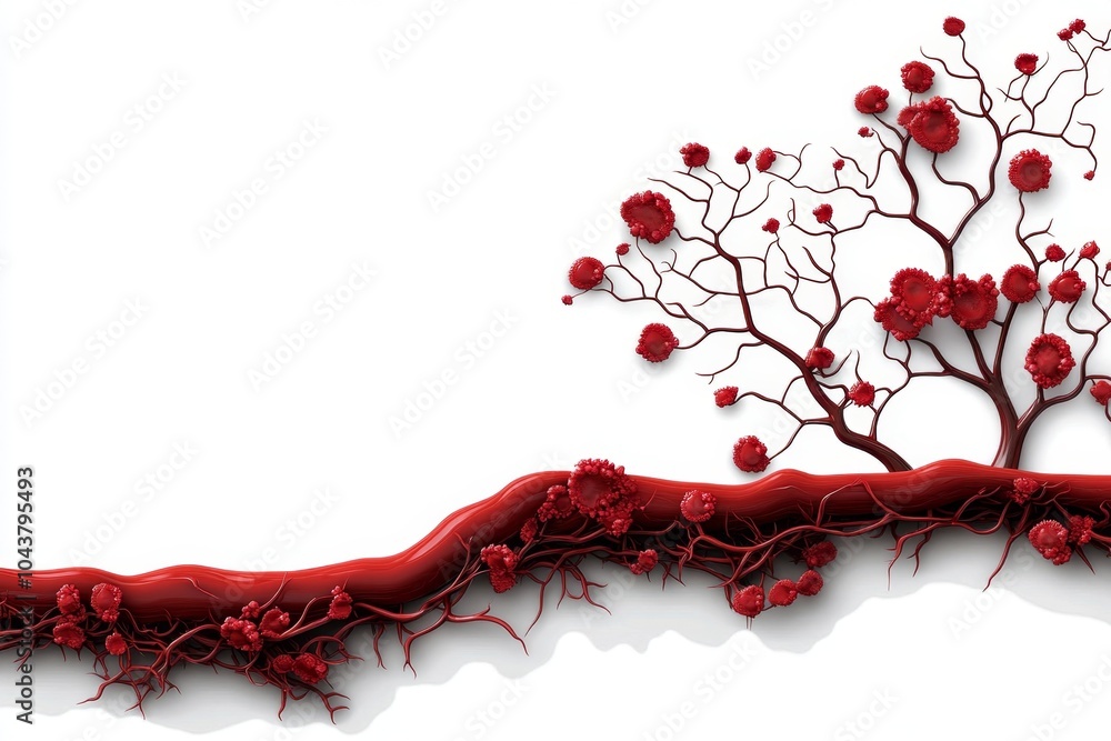 Poster Simple line art of platelets interacting with fibrin, illustrating the process of clot formation in a minimalist, clean style