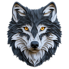 Realistic Wolf Head Illustration on Transparent Background