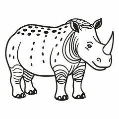 Fototapeta premium Black and White Rhino Line Art Illustration for Vector Graphics