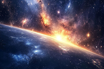 Universe galaxy background, space stars wallpaper art