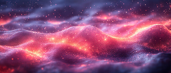 Obraz premium Abstract Glittering Purple and Red Landscape Background