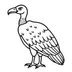 Fototapeta premium Outline Illustration of a Vulture with Open Wings in Black and White Vector Style