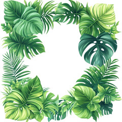 Tropical Leaf Frame on Transparent Background