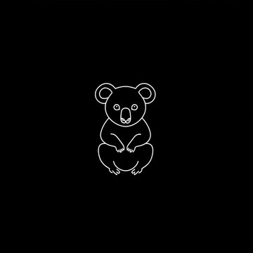 recommend clip art: White outline koala bear on a black background.