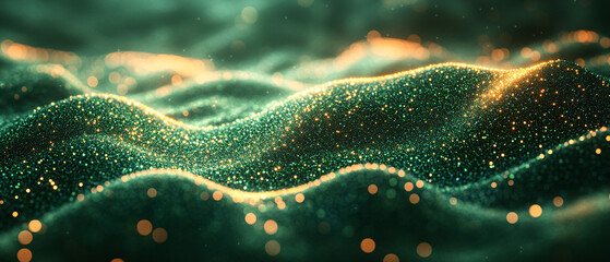 Abstract Green and Gold Glitter Texture Background