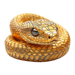 Golden Snake with Intricate Scales on Transparent Background