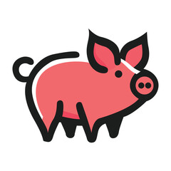 Charming pig logo icon in a sleek vector style on a clean white background. Ideal for farm-related brands, food products, or playful designs. Eye-catching and versatile