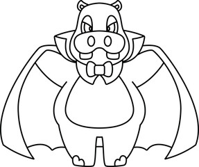 Hippo Halloween Vampire Animal Vector Graphic Art Illustration