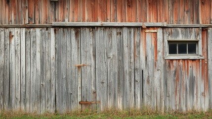 Weathered barn wall, vertical wood planks, rustic charm, aged texture, earthy tones, rural aesthetic, timeless design, inviting atmosphere