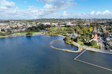 Poole Park lake seen from an aerial viewpoint