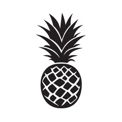 Fototapeta premium Pineapples In cartoon, hand-drawn flat style. image for social media, websites and UI. Isolated 2D vector design in logo, icon, sketch style, simple line vector, single color. AI Generative Art.