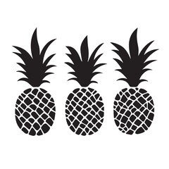 Obraz premium Pineapples In cartoon, hand-drawn flat style. image for social media, websites and UI. Isolated 2D vector design in logo, icon, sketch style, simple line vector, single color. AI Generative Art.