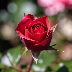 Rose and Thorns: A close-up shot of a rose with part of its stem and thorns visible. The deep focus captures the contrast between the delicate petals and the sharp thorns.