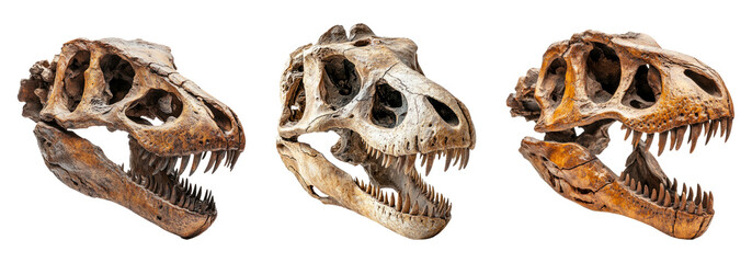 Tyrannosaurus Rex Skull Collection on Clear Background