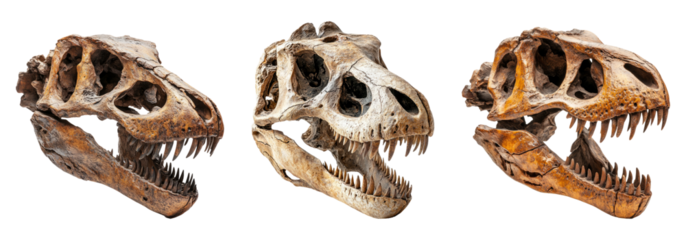 Tyrannosaurus Rex Skull Collection on Clear Background