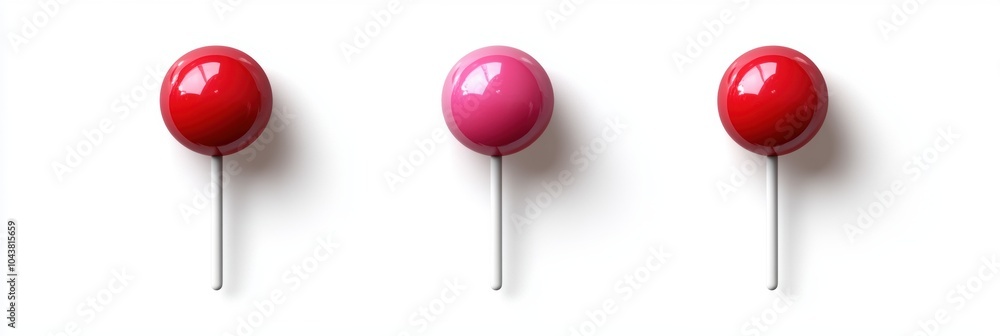 Poster minimalist trio of pin point icons, clean design, white backdrop, versatile for various applications