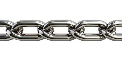 Obraz premium Polished steel chain on white background