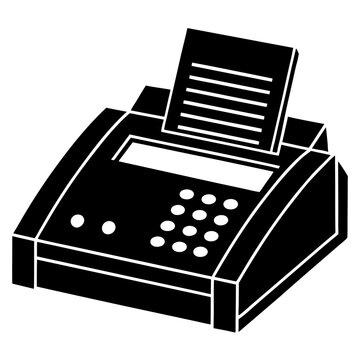 black fax machine sending document clip art preview