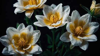 Naklejka premium Flower, Petals, Red, Yellow, White, Roses, Plants, Pollen, Green