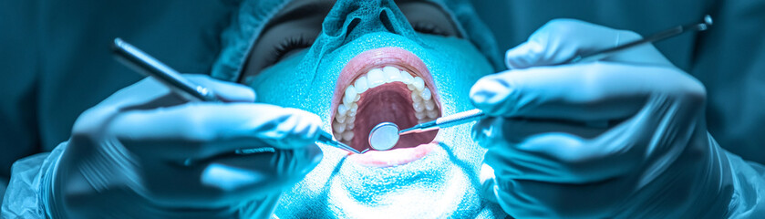 A detailed examination of dental surgery showcasing the surgical process and tools used for oral health procedures emphasizing the importance of dental care