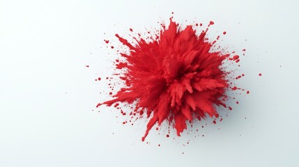 Red powder explosion on a white background.