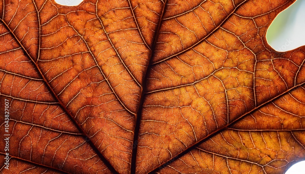 Aufkleber intricate autumn leaf veins in close-up. macro view of the vibrant golden and rust tones, highlighti