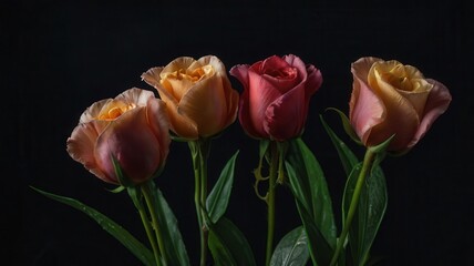 Flower, Petals, Red, Yellow, White, Roses, Plants, Pollen, Green