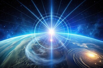 Obraz premium Powerful electromagnetic radiation interacting with the ionosphere
