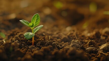 oung sprout in the soil banner with copy space