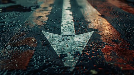 Painted arrow on asphalt road