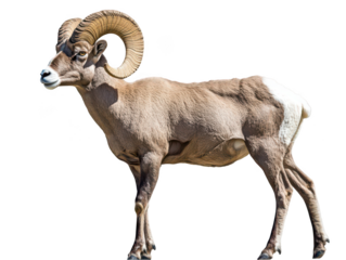 Majestic bighorn sheep with prominent curved horns standing proudly.