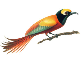 Fototapeta premium Colorful bird with vivid plumage perched on a branch.