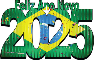 Happy New Year 2025 with Brazil flag inside - Illustration,
2025 HAPPY NEW YEAR NUMERALS