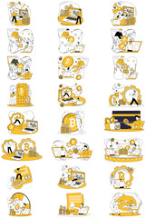 Fototapeta premium Cryptocurrency investment vector illustration. Digital progress echoes in every successful cryptocurrency investment transaction Economic landscapes transform as businesses adapt to cryptocurrency