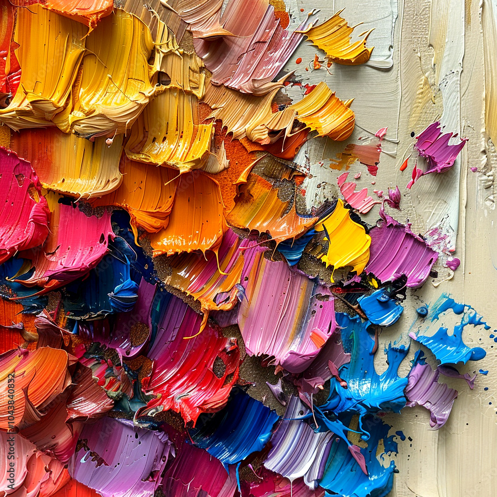 Poster vivid abstract texture depicting colorful paint strokes on a canvas backdrop