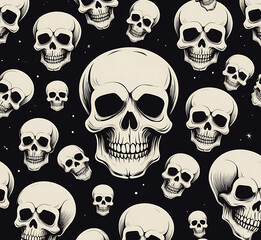 Skull Pattern, Dark Background 