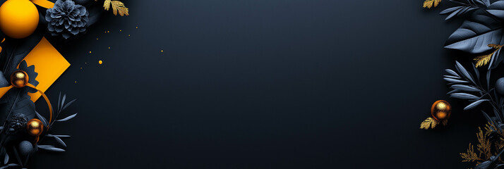 Modern Dark and Yellow Holiday Background with Elegant Decorations