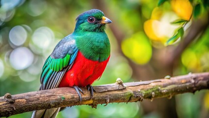 Obraz premium Psilopogon nuchalis perched on a tree in natural habitat